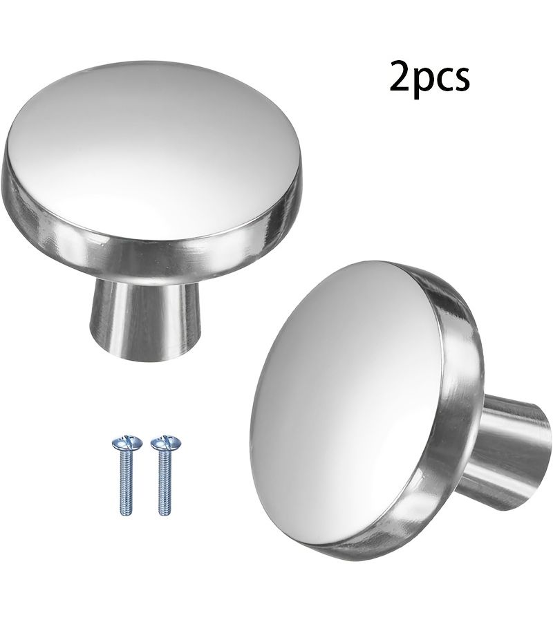 Set Of 2 Brushed Satin Cabinet Knobs Round Modern Handles For Dresser Drawers Office Kitchen Bathroom - Image 1