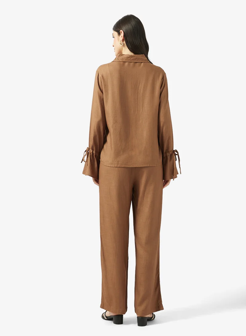 Ripples Ladies Co-ord Set With Long Sleeves Top & Wide-Leg Pant