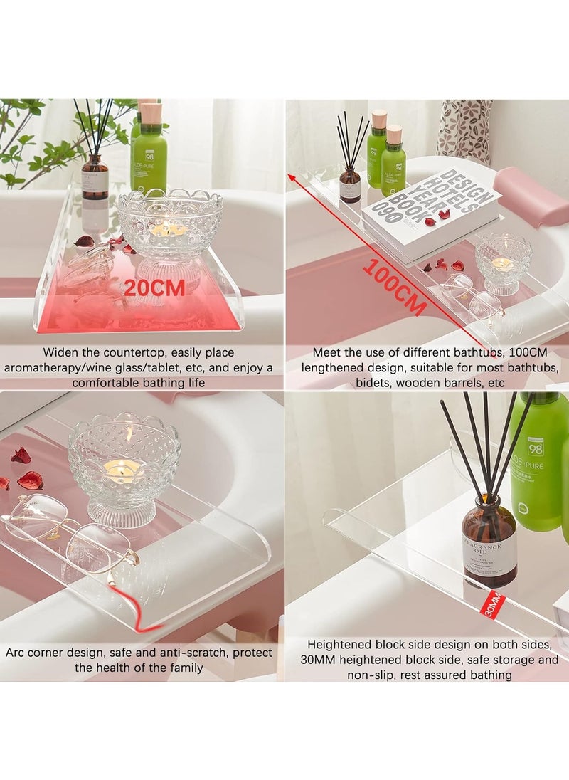 Generic - Acrylic Bathtub Caddy Tray, Rectangular Clear Acrylic Serving Tray, Modern Minimalist Organizer for Bedside Bathroom, Cosmetics Jewelry Toiletries Storage Countertop - Image 1