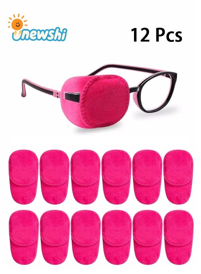 Unewshi 12 Pcs Eye Patches for Kids Girls Boys Right & Left Eye Patch for Glasses Lazy Eye Patch for Children Treating Lazy Eye Amblyopia Strabismus and After Surgery Full Coverage (Pink) - Image 1