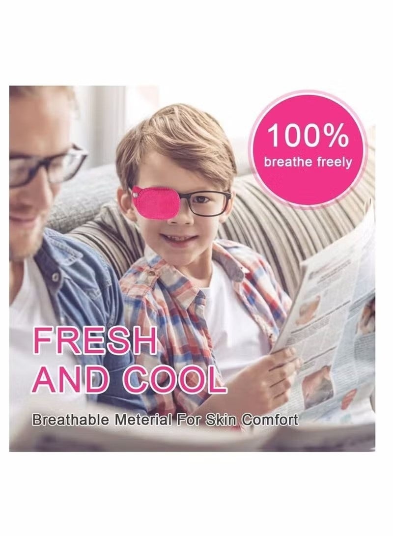 Unewshi 12 Pcs Eye Patches for Kids Girls Boys Right & Left Eye Patch for Glasses Lazy Eye Patch for Children Treating Lazy Eye Amblyopia Strabismus and After Surgery Full Coverage (Pink) - Image 2