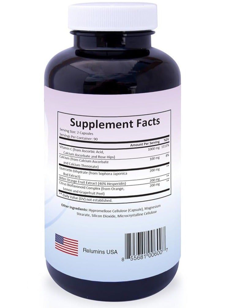 RELUMINS Advance Vitamin C - with Rose Hips & Bioflavonoids - 60 Capsules (1 Bottle)  - Image 2