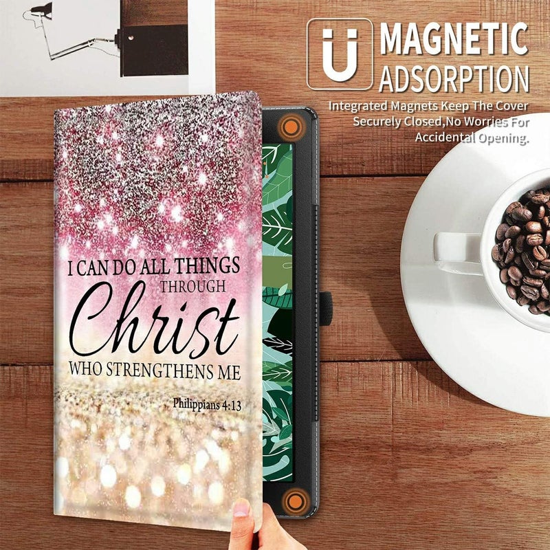 FUYOCWE Case for Kindle 10th Generation (2019 Version) 6" E-Reader, Multi-Angle Folio Stand Anti Slide Smart Protective Cover Case (Not fit Kindle Paperwhite/Kindle Oasis)- I can do All Things Through Christ - Image 3