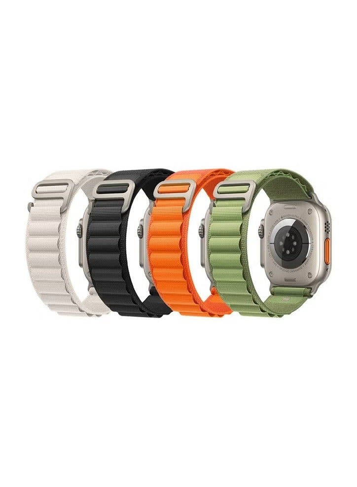 4Pack for Apple Watch Alpine Loop Band 49mm/45mm/44mm Nylon Woven Sport Strap Compatible with iWatch Series 8/Ultra/7/SE/6/5/4/3/2/8 White/Green/Orange/Black - Image 2