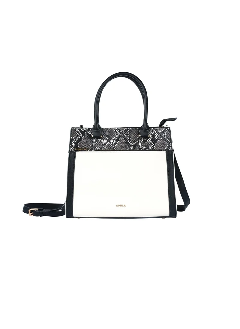 AMICA Valerie Ladies Leather Satchel Handbag Reptile Printed