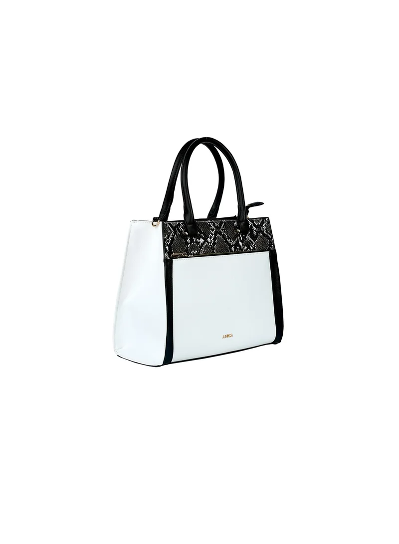 AMICA Valerie Ladies Leather Satchel Handbag Reptile Printed