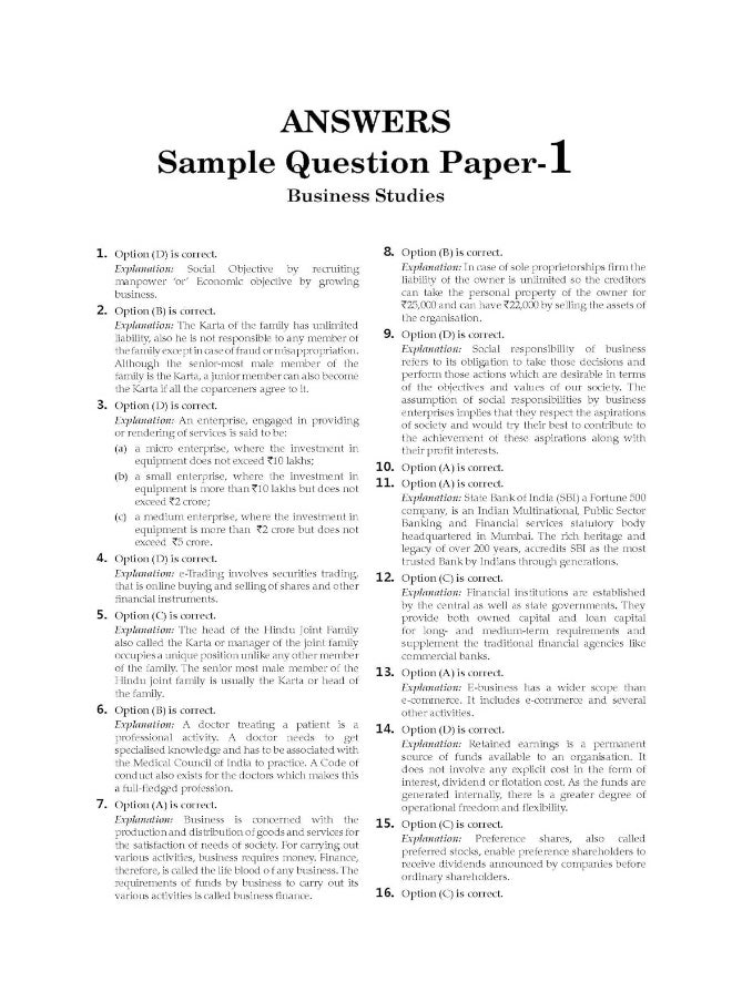 Oswaal CBSE Sample Question Papers Class 11 Business Studies Book (For 2025 Exam)