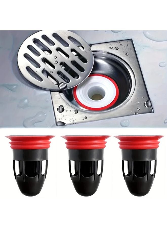 3pcs Black Odor Proof Floor Drain Anti Siphon Sink Strainer For Bathroom Kitchen - Image 2