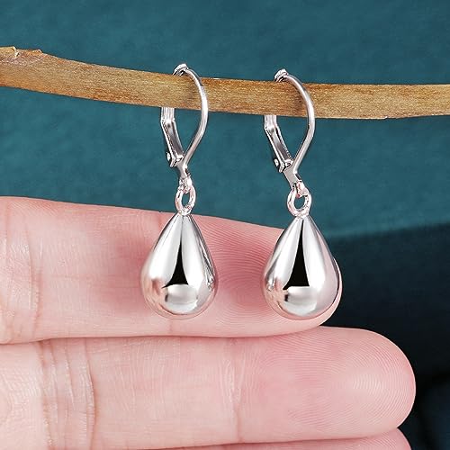 ALEXCRAFT Sterling Silver Teardrop Earrings for Women Girls Silver Drop Leverback Dangle Earrings for Girls Hypoallergenic Leverback Drop Silver Earring - Image 3