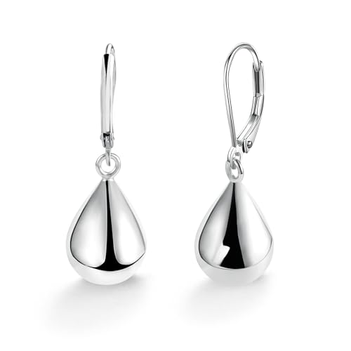 ALEXCRAFT Sterling Silver Teardrop Earrings for Women Girls Silver Drop Leverback Dangle Earrings for Girls Hypoallergenic Leverback Drop Silver Earring - Image 1