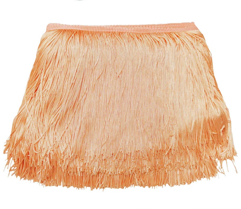 Lauthen.S 10 Yards Of 6"" Chainette Fringe Trim Tassel Sewing Trim For Diy Craft Latin Dress Lamp Shade Decoration (6 Inches X 10 Yards  Peach)