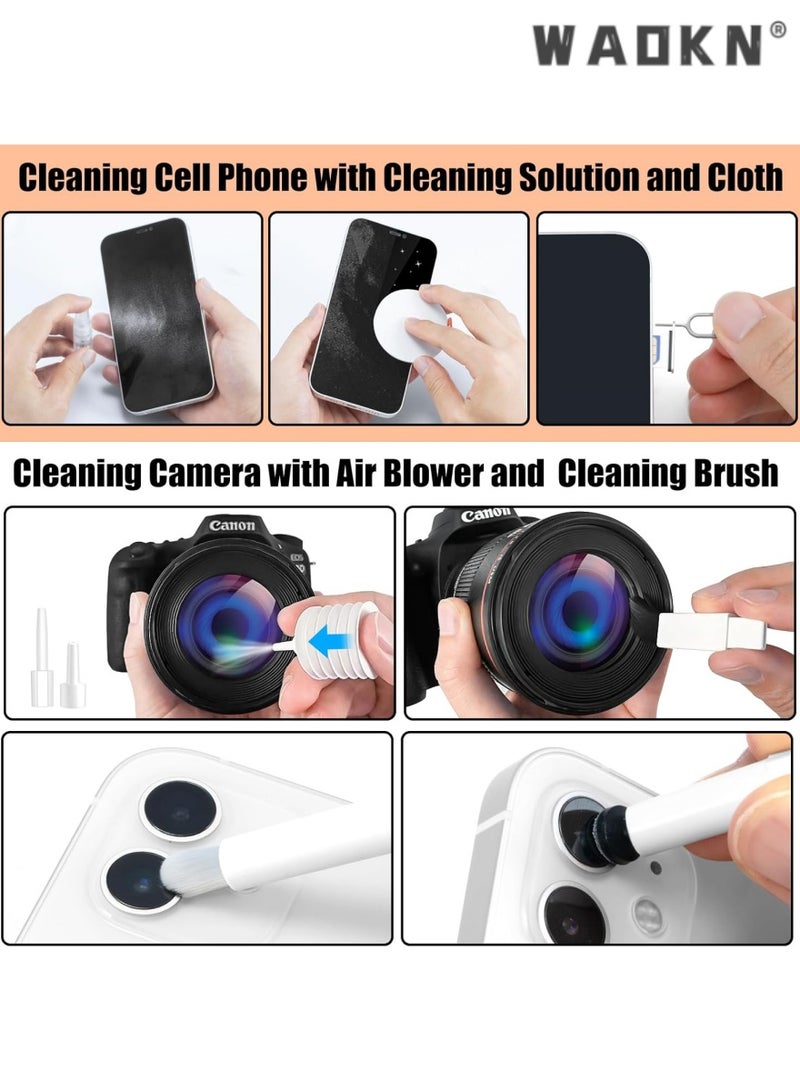WAOKN Laptop Phone Screen Cleaner Kit, Computer Keyboard Brush Cleaning Spray for iPhone AirPods MacBook iPad, 20-in-1 Electronic Device Clean Tool for Camera PC Monitor Earbud TV Tablet Car Screens - Image 2