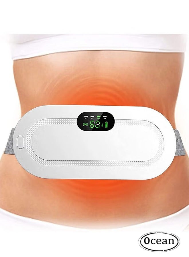 Ocean Portable Cordless Heating Pad for Menstrual Cramps Relief, Heating Pad for Stomach,Menstrual Heating Pad with 3 Heat Levels and 4 Vibration Massage Modes Portable Electric Fast Heating Belly Wrap Belt  - Image 1
