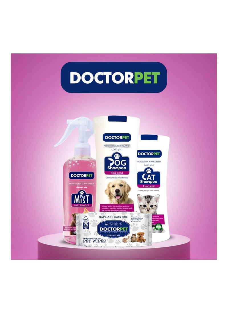 DOCTERPET Doctor Pet Dog Shampoo Flax Seed 400 ML – Enriched with Grape Seed Oil, Flax Seed Oil, Almond Oil & Vitamin E, Nourishing & Conditioning Formula for Healthy Coat  - Image 5