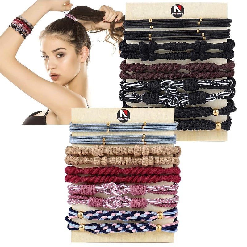 Hair Ties for Women Girls 20 Pcs Boho DualUse Bracelets and Hair Tie for Thick HairPony Tails No Damage No Crease Elastics Hair Rubber Bands Ponytail Holders Trendy