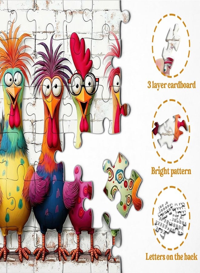 PPuzzling Funny Chickens Puzzles for Adults 1000 Pieces, Cute Colorful Cartoon Rooster Art Jigsaw Puzzle, Challenging Family Animal Puzzle as Home Wall Decor - Image 4