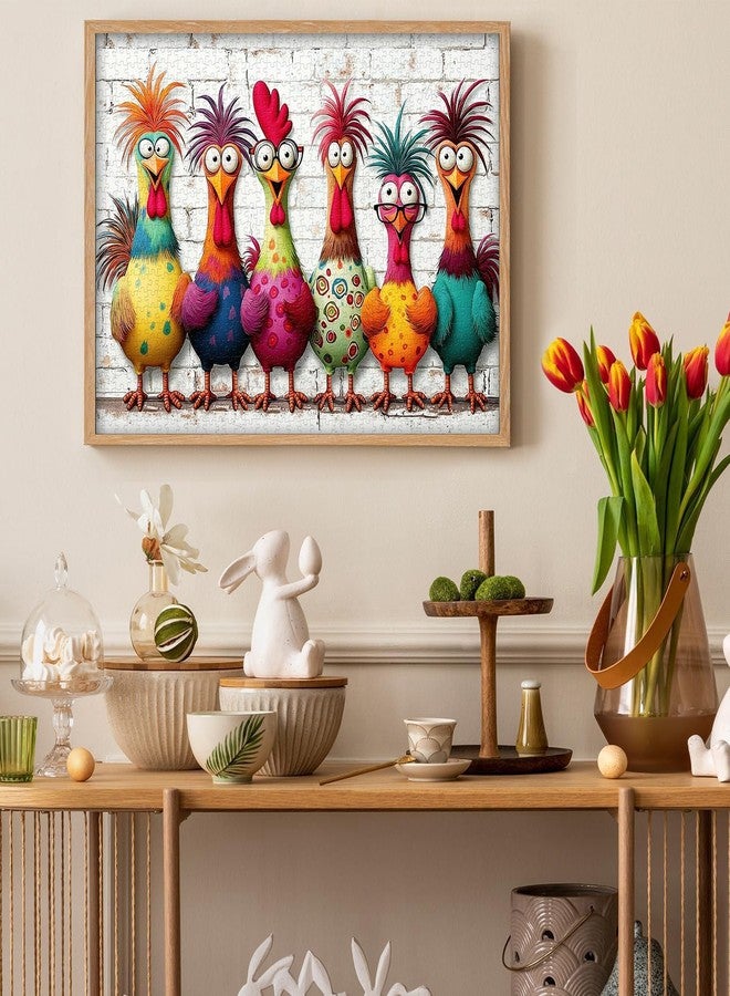 PPuzzling Funny Chickens Puzzles for Adults 1000 Pieces, Cute Colorful Cartoon Rooster Art Jigsaw Puzzle, Challenging Family Animal Puzzle as Home Wall Decor - Image 5