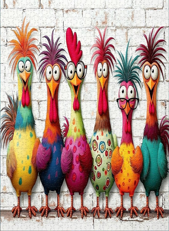 PPuzzling Funny Chickens Puzzles for Adults 1000 Pieces, Cute Colorful Cartoon Rooster Art Jigsaw Puzzle, Challenging Family Animal Puzzle as Home Wall Decor - Image 2