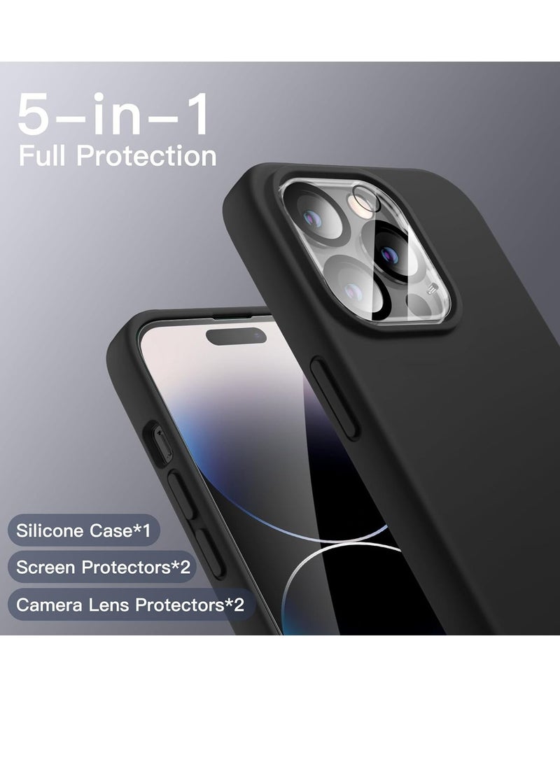 Raxoom "5-in-1 iPhone 14 Pro Max (6.7-Inch) Black Silicone Case - With 2 Screen Protectors & 2 Camera Lens Protectors" - Image 3