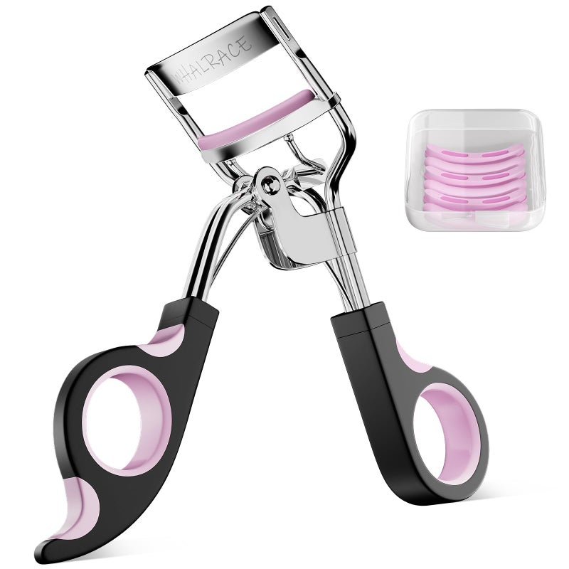 whalrace Eye Lash Curler with 6PCS Extra Replacement Strips, Whalrace Superior Curling Effect Eyelash Curlers, Easy & Comfortable to Grip and Use-Gpink - Image 1
