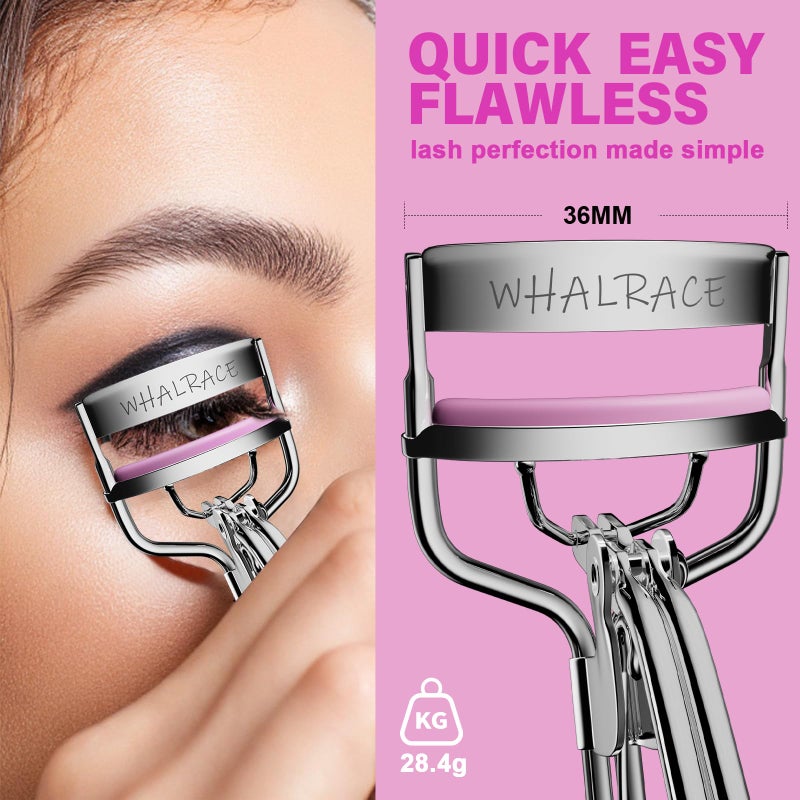 whalrace Eye Lash Curler with 6PCS Extra Replacement Strips, Whalrace Superior Curling Effect Eyelash Curlers, Easy & Comfortable to Grip and Use-Gpink - Image 5