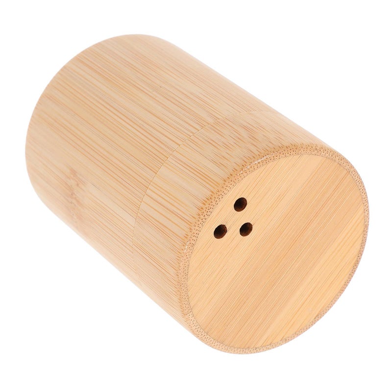African Round Toothpick Holder Box Rustic Wood Dispenser Case For Home Kitchen Storage - Image 2
