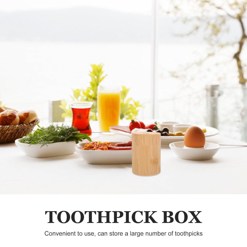 African Round Toothpick Holder Box Rustic Wood Dispenser Case For Home Kitchen Storage - Image 4