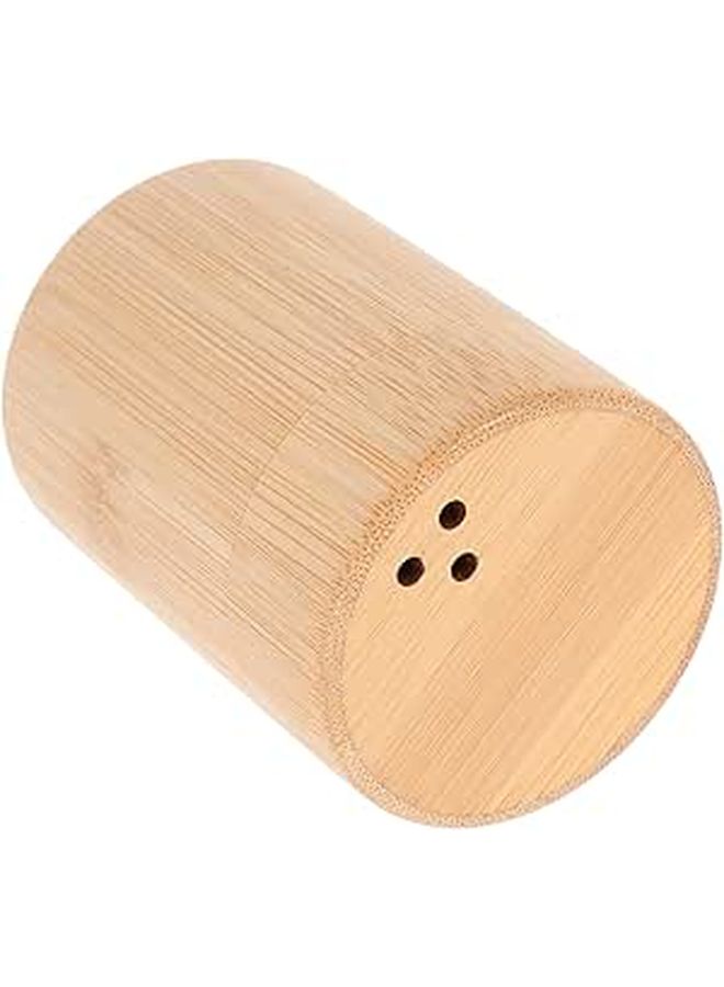 African Round Toothpick Holder Box Rustic Wood Dispenser Case For Home Kitchen Storage - Image 1