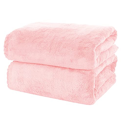 MOONQUEEN 2 Pack Premium Bath Towel Set - Quick Drying - Microfiber Coral Velvet Highly Absorbent Towels - Multipurpose Use as Bath Fitness, Bathroom, Shower, Sports, Yoga Towel (Pink) - Image 1