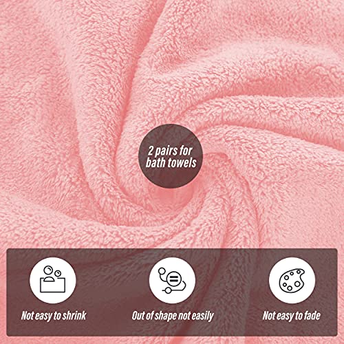 MOONQUEEN 2 Pack Premium Bath Towel Set - Quick Drying - Microfiber Coral Velvet Highly Absorbent Towels - Multipurpose Use as Bath Fitness, Bathroom, Shower, Sports, Yoga Towel (Pink) - Image 4