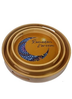 NKX Set of 3  Round Serving Wooden Tray  - Image 2