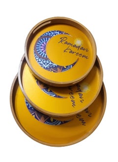NKX Set of 3  Round Serving Wooden Tray  - Image 3