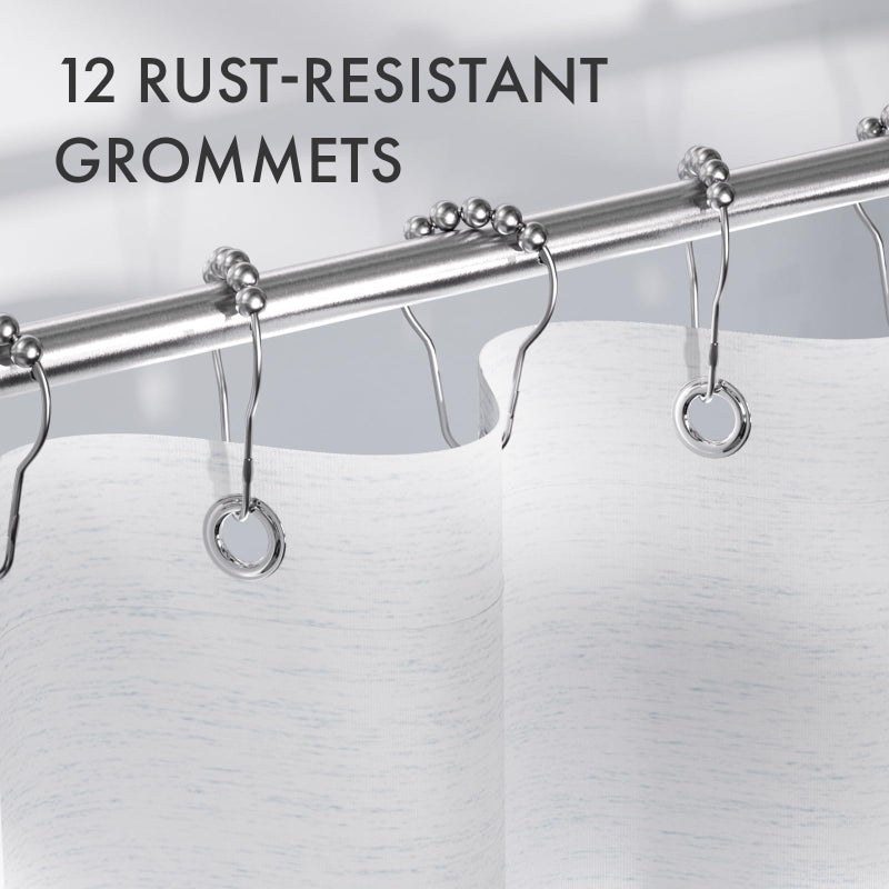 AmazerBath Shower Curtain Blue, Washable Cloth Ombre Shower Curtain Sets with 12 Metal Shower Curtain Hooks, Rustic Waterproof Dark Sea Blue Farmhouse Shower Curtains for Bathroom Decor, 72x72 Inches - Image 5