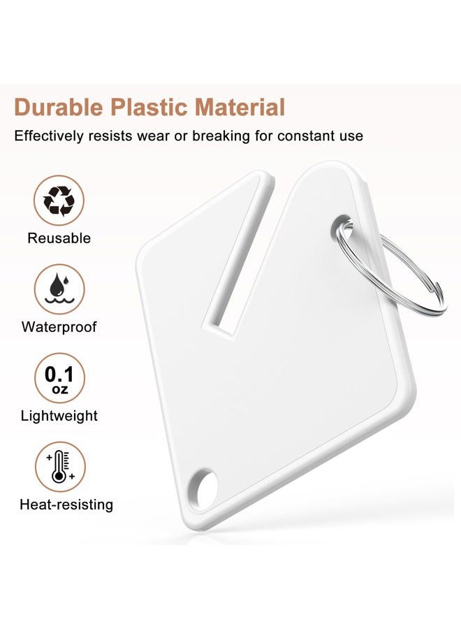GoorDik 60 Pcs Key Tags Blank Plastic Upgrade Round Split Ring, Durable Key Identify, Bulk Key Tags for Key Cabinet 1.5 inches Square Shaped - Image 2