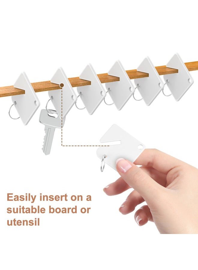 GoorDik 60 Pcs Key Tags Blank Plastic Upgrade Round Split Ring, Durable Key Identify, Bulk Key Tags for Key Cabinet 1.5 inches Square Shaped - Image 5
