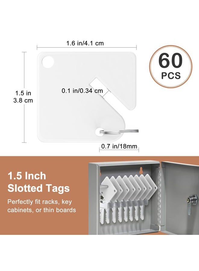 GoorDik 60 Pcs Key Tags Blank Plastic Upgrade Round Split Ring, Durable Key Identify, Bulk Key Tags for Key Cabinet 1.5 inches Square Shaped - Image 4