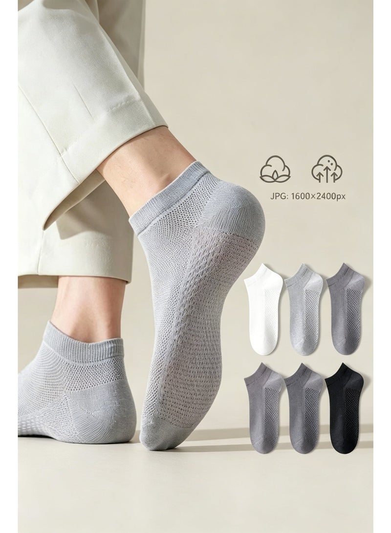 Aido Unisex Short Socks, 6 Pairs Low-Cut Breathable Ankle Socks, Soft Sweat-Absorbent Everyday Socks in Black, White and Gray - Image 5