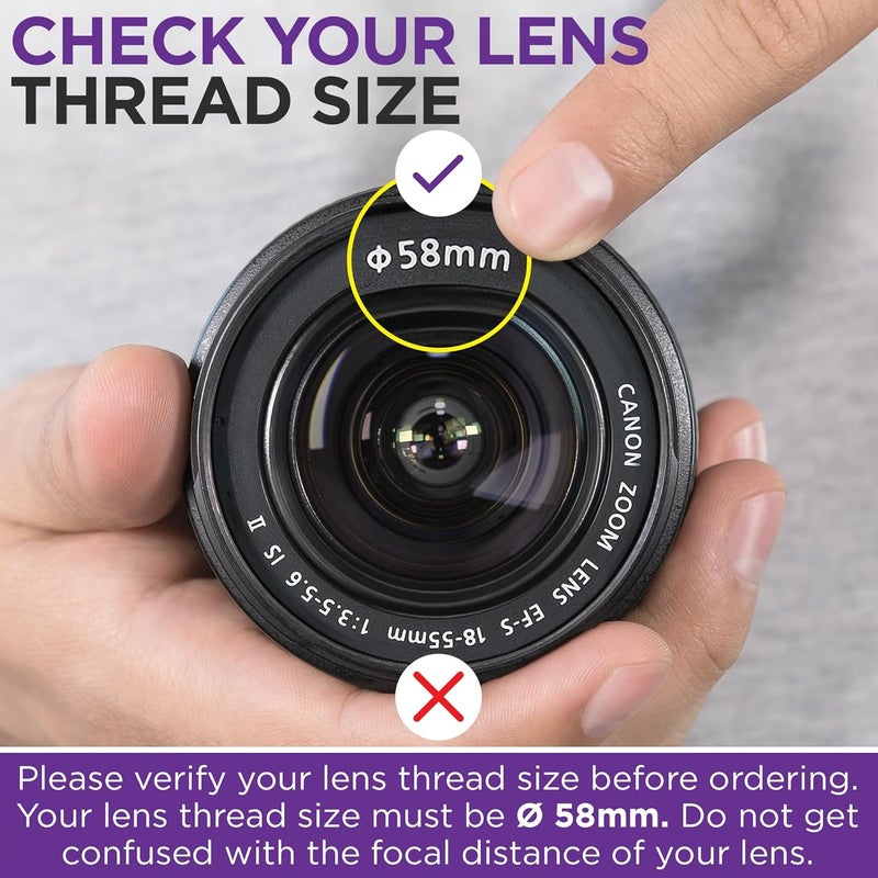 0.43x Professional HD Wide Angle Lens w/Macro Portion & 7MM UV CPL ND4 Professional Lens Filter Kit and Accessory Set for Canon, Nikon, Sigma and Tamron Lenses - Image 3