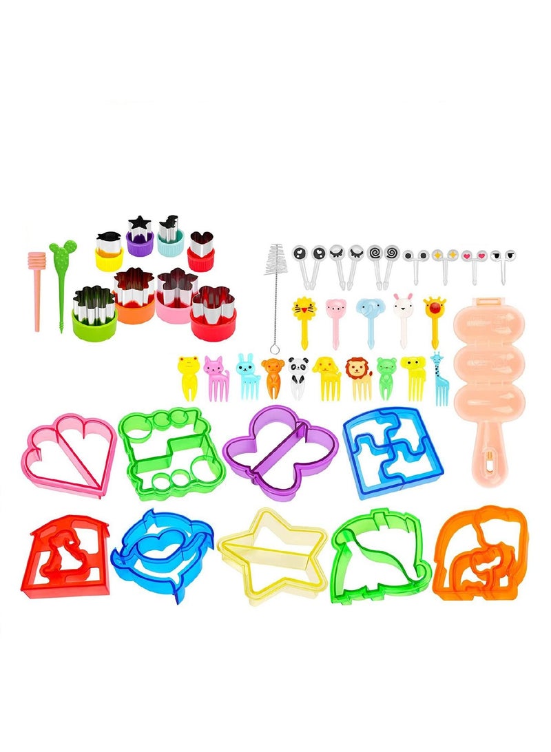 45 Pcs Sandwich Cutter And Sealer Cutters For Kids Great For Toddler Lunch Box Containers Includes Fruit Vegetable Cookie Cutters Food Forks Animal Fruit Fork - Image 1