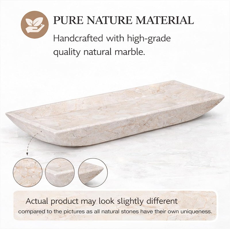 Creative Home Natural Champagne Marble Boat Shaped Vanity Tray, Organize Tray - Image 5