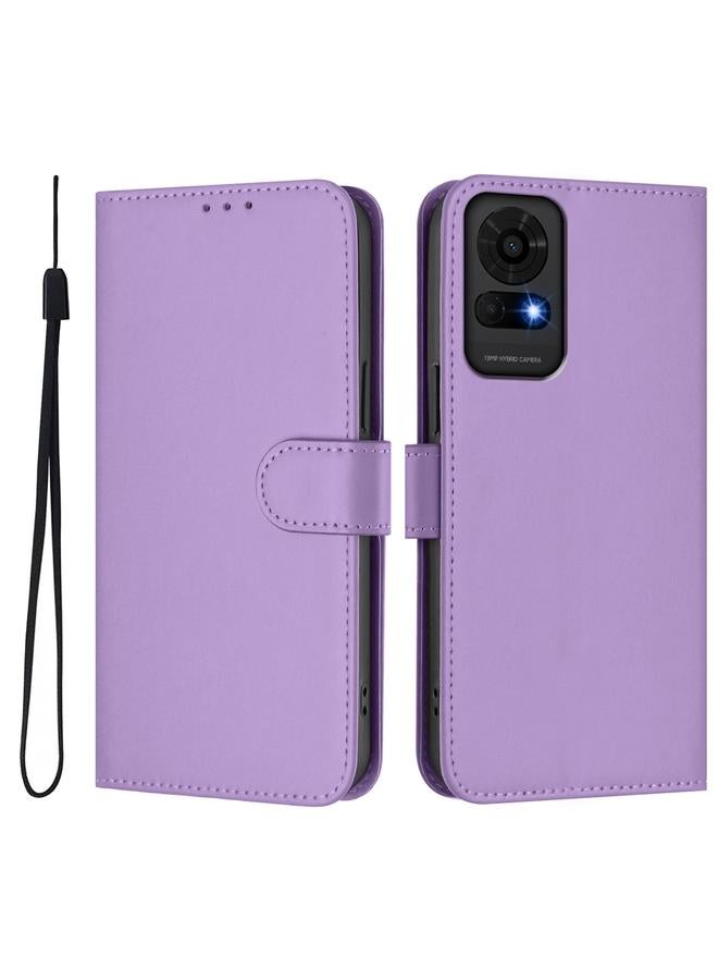 erorex Case For TCL 50 LE Skin Feel Solid Color Leather Phone Case with Lanyard  - Image 2