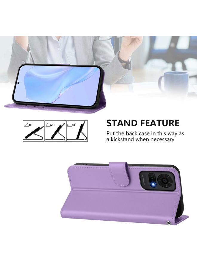erorex Case For TCL 50 LE Skin Feel Solid Color Leather Phone Case with Lanyard  - Image 3