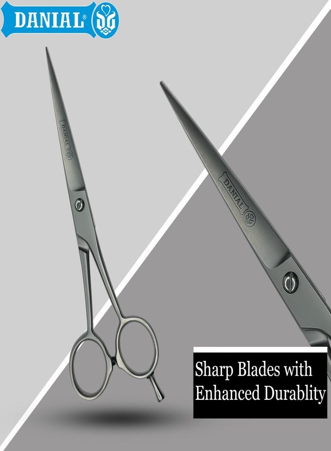 DANIAL Professional High Carbon Razor Cut Stainless Steel Hair Cutting Scissors - Ideal for Hairs, Beard, Moustache, and Nose Trimming (Satin, 7 Inches) - Image 3