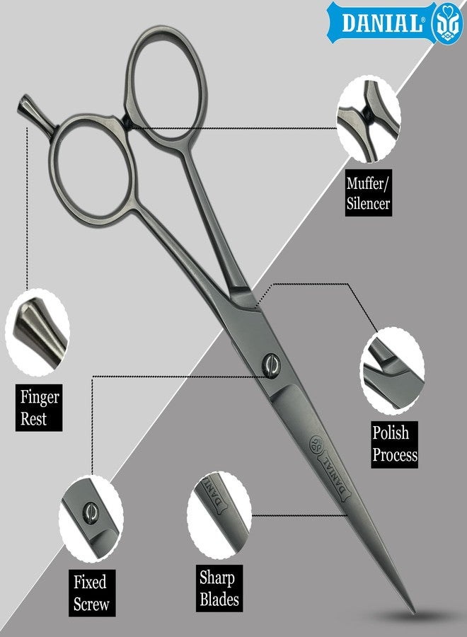 DANIAL Professional High Carbon Razor Cut Stainless Steel Hair Cutting Scissors - Ideal for Hairs, Beard, Moustache, and Nose Trimming (Satin, 7 Inches) - Image 2