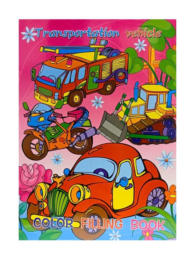 كتاب تلوين مركبات النقل للأطفال، أعمار 3 سنوات فما فوق، متعدد الألوان - Image 1