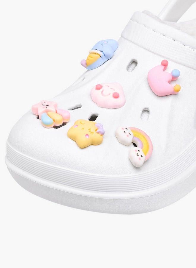 Aqua Jibbitz Charm Fur Detail Clogs with Backstrap - Image 4