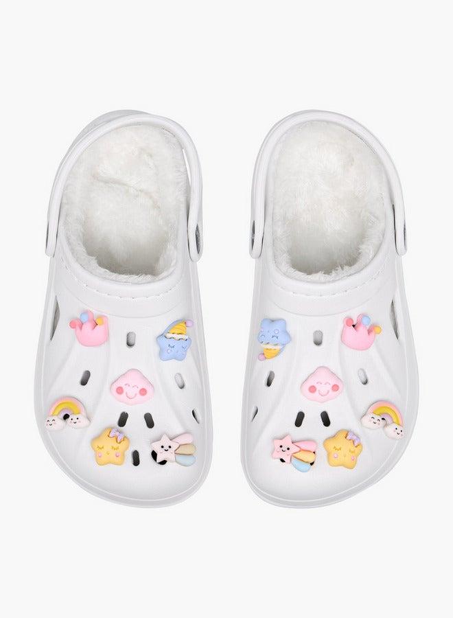 Aqua Jibbitz Charm Fur Detail Clogs with Backstrap - Image 3