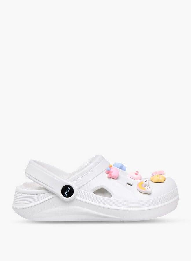 Aqua Jibbitz Charm Fur Detail Clogs with Backstrap - Image 2