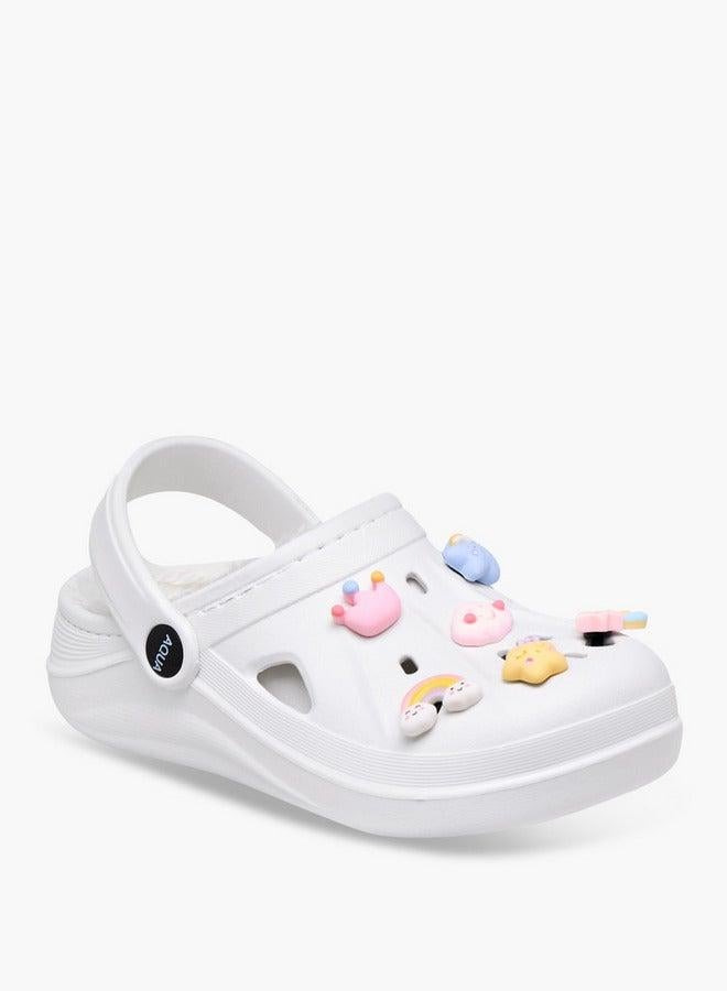 Aqua Jibbitz Charm Fur Detail Clogs with Backstrap - Image 1