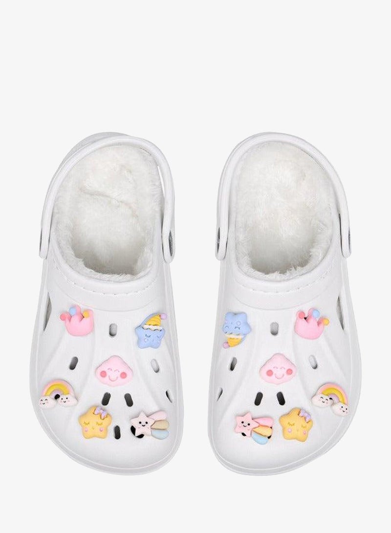 Aqua Jibbitz Charm Fur Detail Clogs with Backstrap - Image 1